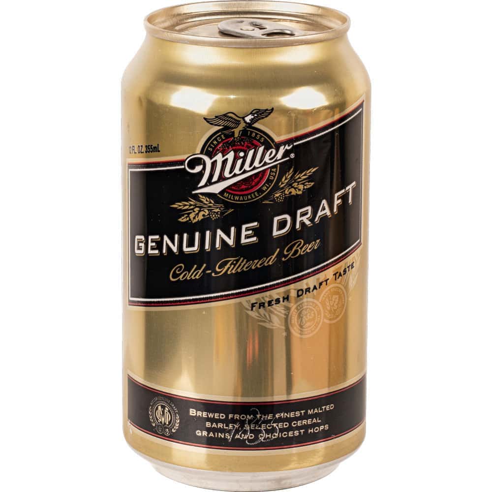 Miller Genuine Draft Beer Can Diversion Safe, Authentic Brand Appearance, Weighted to Feel Full, Screw-Top Lid Access, Hidden Compartment 1.25 x 3.75 Inches, Garage Man Cave Refrigerator Concealment