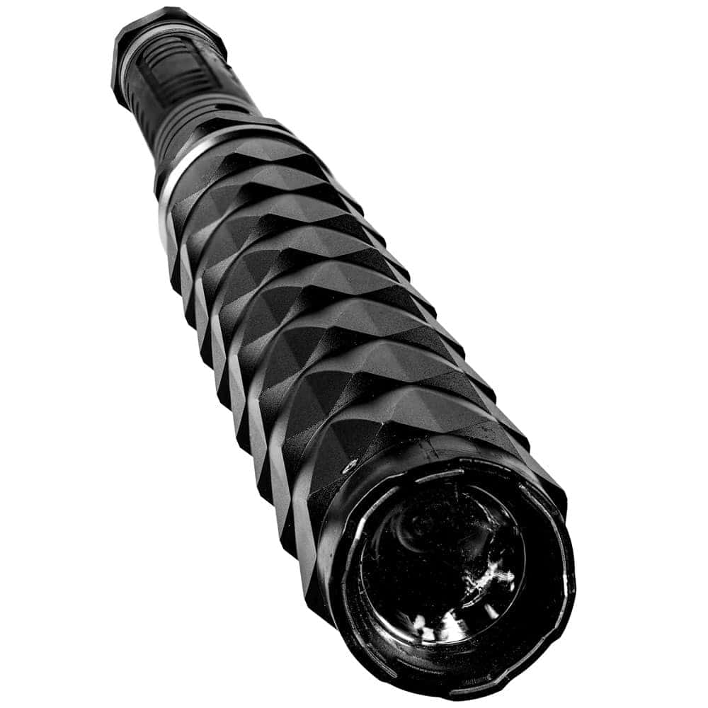 Bouncer Stun Baton with Flashlight, 100 Million Volts, 4.9 Milliamps, 22 Inch Extended Reach, 280 Lumen LED Light, Aircraft Aluminum, Glass Breaker Tip, Rechargeable, Professional Grade Defense