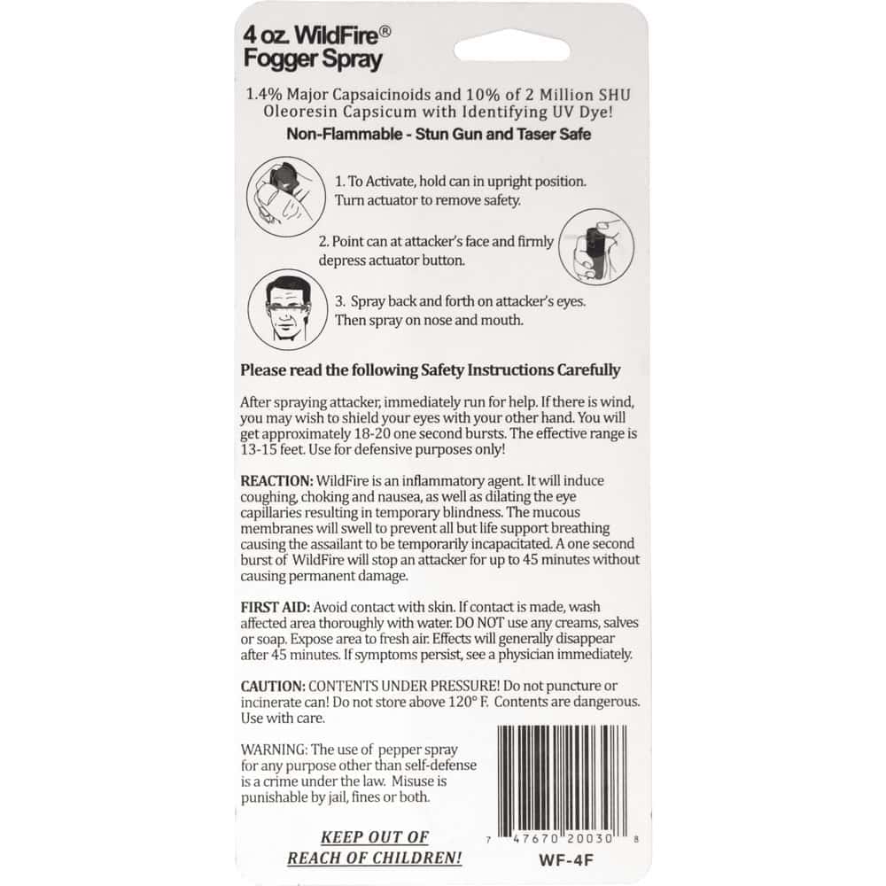 Wildfire Pepper Spray Fogger 1.4% MC, 2 Million SHU Maximum Heat, Multiple Size Options 4oz 9oz 16oz, Area Defense Cloud Pattern, Home Security Protection - Image 4