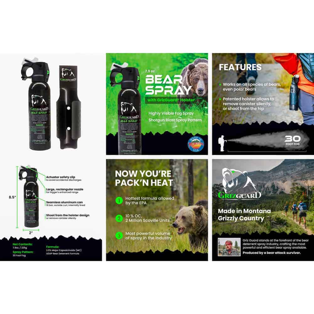 GrizGuard Bear Spray by Mace, 30-Foot Range, 7.9 oz Canister with Fogger Pattern, Hip Holster Included, EPA Registered Bear Deterrent, Wilderness Protection for Camping Hiking Fishing - Image 3