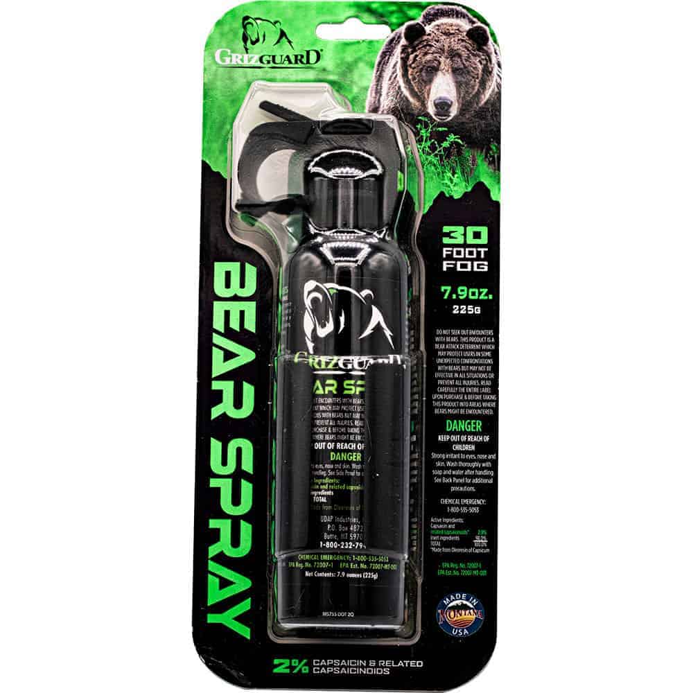 GrizGuard Bear Spray by Mace, 30-Foot Range, 7.9 oz Canister with Fogger Pattern, Hip Holster Included, EPA Registered Bear Deterrent, Wilderness Protection for Camping Hiking Fishing