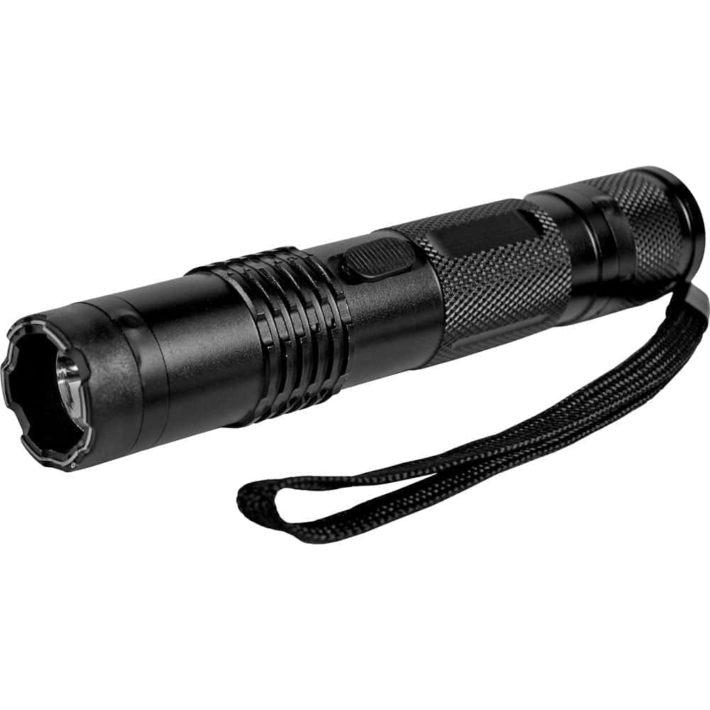 BashLite Stun Gun Flashlight, 85 Million Volts, 4.7 Milliamps, 120 Lumen LED, Aircraft Aluminum, Rechargeable, Rubberized Grip, Disable Pin, Nylon Holster, Heavy Duty Self Defense