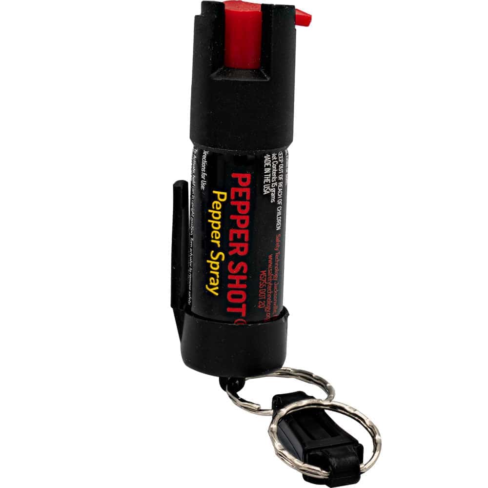 Pepper Shot Pepper Spray with Belt Clip and Quick Release Key Chain, 1.2% MC, 2 Million SHU, 6-8 Feet Range, Stream Pattern, 6-10 Bursts, Compact Personal Protection, Self Defense for Women and Men