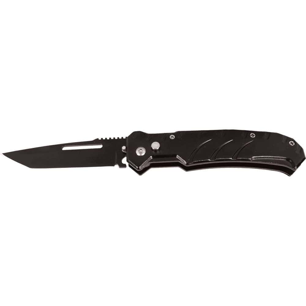 Spring Assist Tactical Knife, Quick Open, Single Edge Blade, Belt Clip, Black Handle, EDC Pocket Knife for Daily Carry and Self Defense, Revere Security