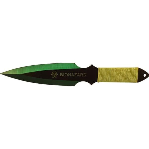 2-Piece Throwing Knife Set BioHazard Design, 9 Inch 440 Steel Blades, High-Visibility Green or Red Color, Nylon Sheath Included, Target Practice and Collection - Image 6