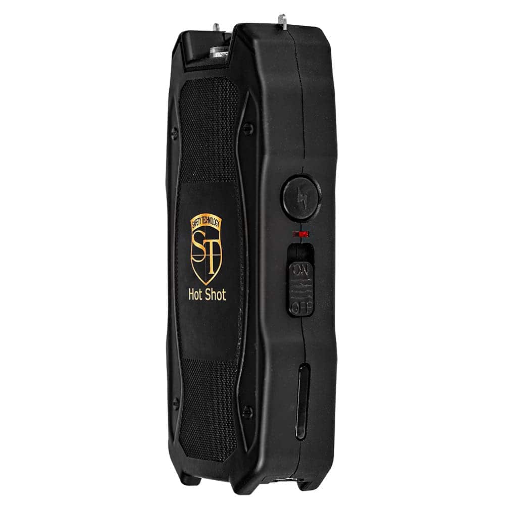 Hot Shot Stun Gun with Flashlight and Battery Meter, 90 Million Volts, 4.8 Milliamps, Ultra-Compact 4 Inch Design, 100 Lumen LED, Rechargeable Lithium Battery, LED Display, Nylon Holster Included - Image 3